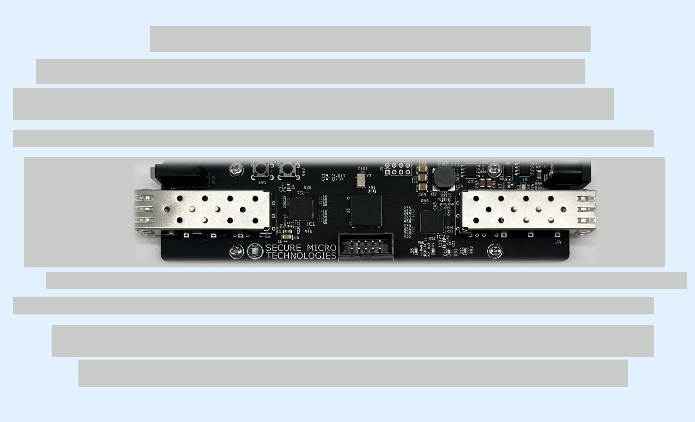 Radiance Data Diode hardware board with dual fiber-optic SFP cages